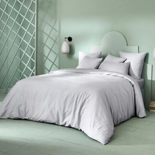 Housse de couette satin de coton motif jacquard gris Vibrato glacier
