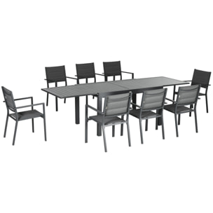 Salon de jardin 8 personnes – Table extensible – Chaises empilables