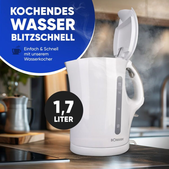 Bouilloire 1,7L 2200W Blanche Bomann WK6079CB-Blanc