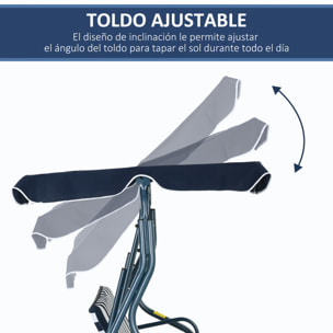 Columpio de Jardín de 2-3 Plazas, Balancín de Exterior con Toldo Ajustable en Ángulo, Impermeable y Marco de Acero, para Patio, Balcón, 170x110x153 cm, Azul