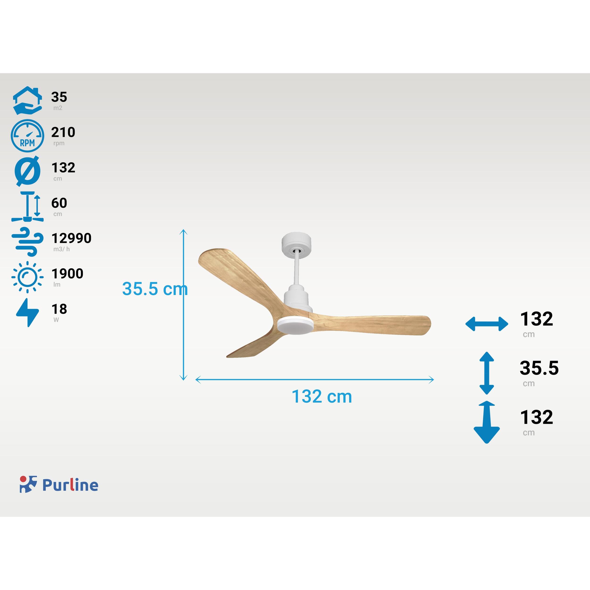Ventilateur de plafond Réversible  Thermostat Dimmable Wifi Moteur à courant continu Toits en pente Télécommande Lumière à trois tons Hypersilence Mémoire