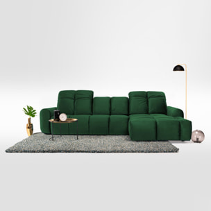 Canapé d'Angle Droit Velours Anacapri, 3 Places, Repose-têtes Ajustables, Style Contemporain