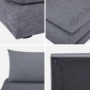 Chauffeuse matelas convertible gris tissu chenille 1 place Fold