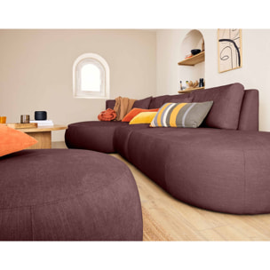 Santorini - module d'assise droit - en tissu texturé - Prune