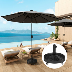 Base para Sombrilla Redonda Soporte para Parasol con Ruedas Pie para Sombrilla con Relleno de Cemento Peso 25 kg para Jardín Terraza Negro