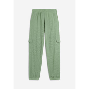 Pantaloni cargo da donna in tessuto jersey waffle