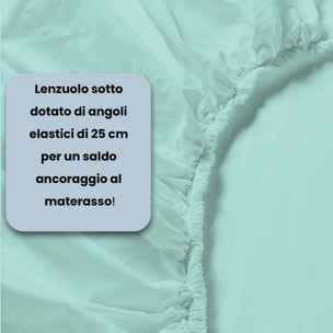 LENZUOLO SOTTO CON ANGOLI MAX COLOR, 100% COTONE MADE IN ITALY - MATRIMONIALE