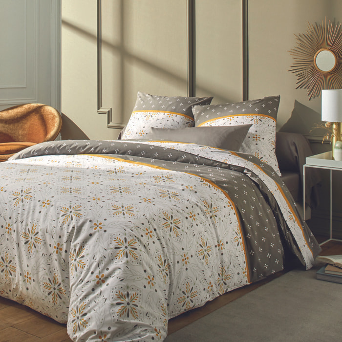 Parure Housse De Couette 3pcs Coton Percale Tily Havane