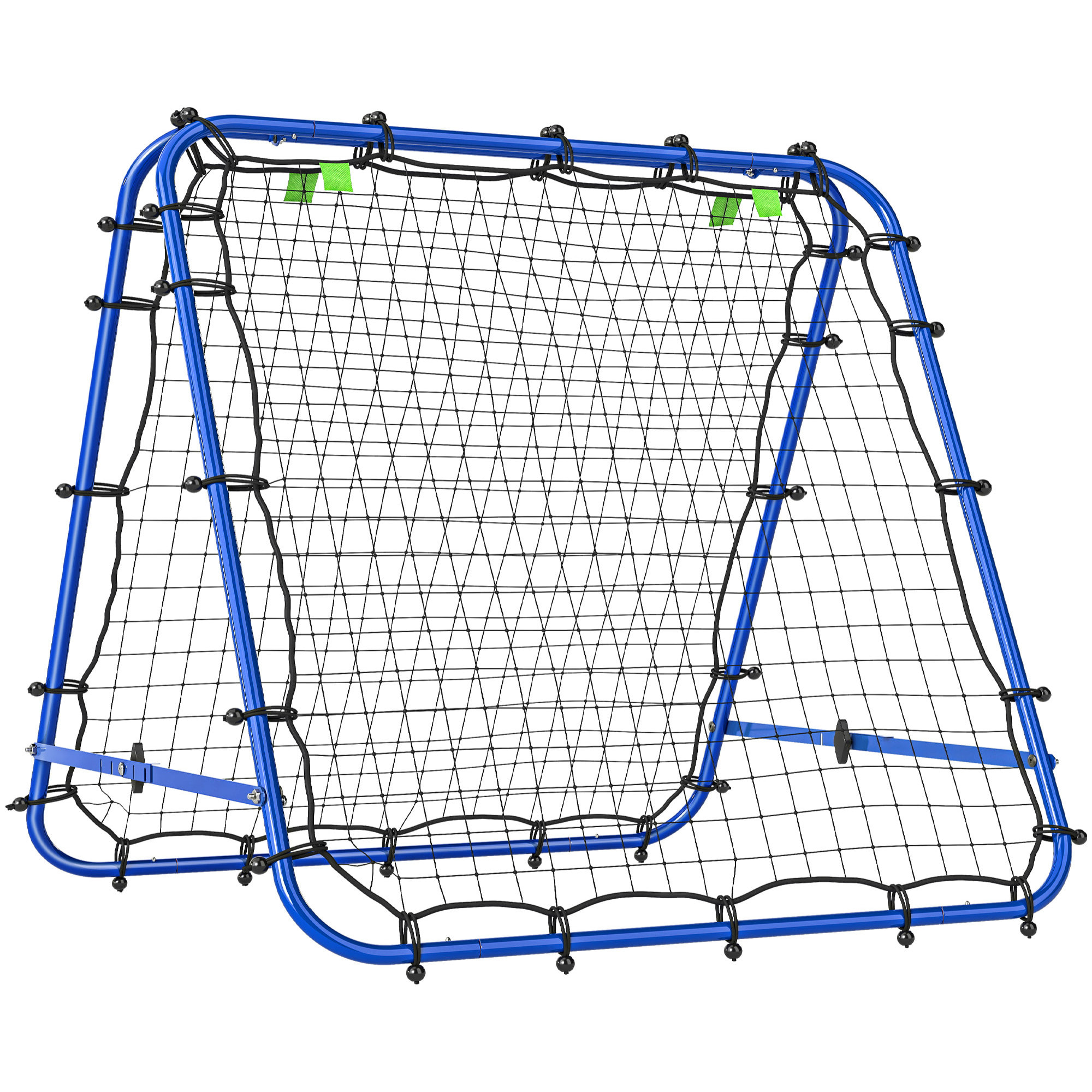 Filet de rebond double face pliable réglable 91 x 91 cm - rebondisseur football - acier PE bleu