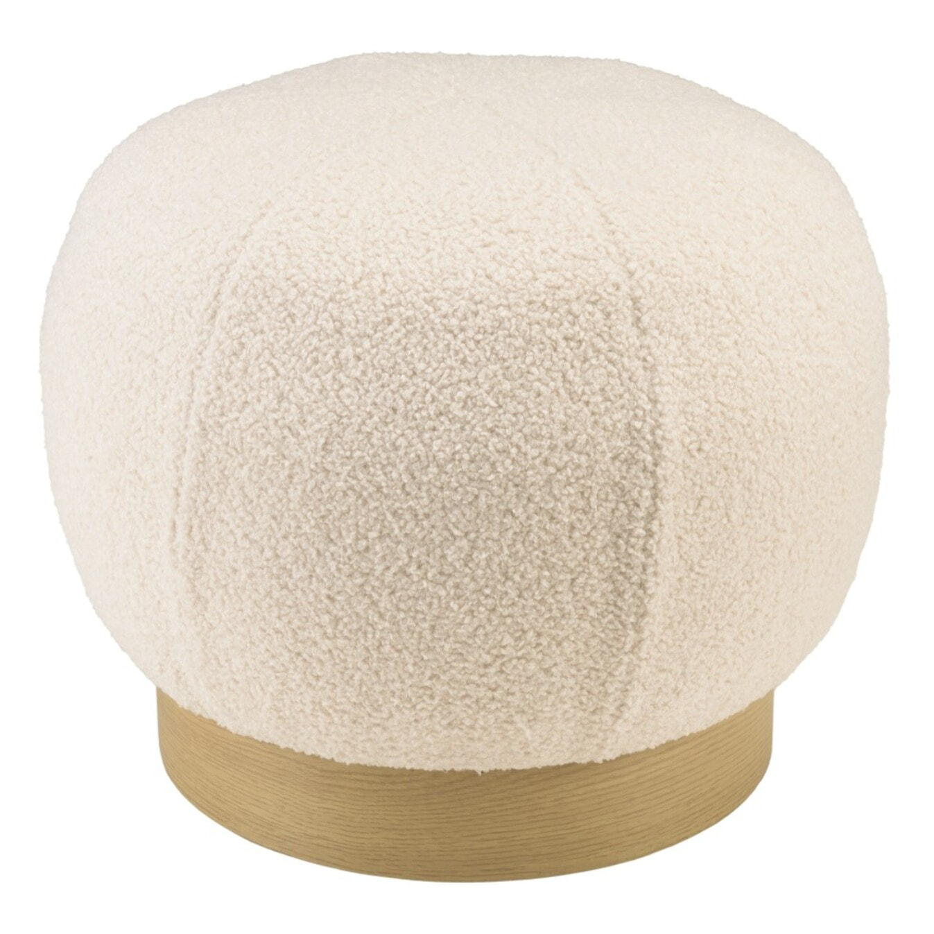 AGATHE - Pouf rond en tissu bouclette blanc D47cm