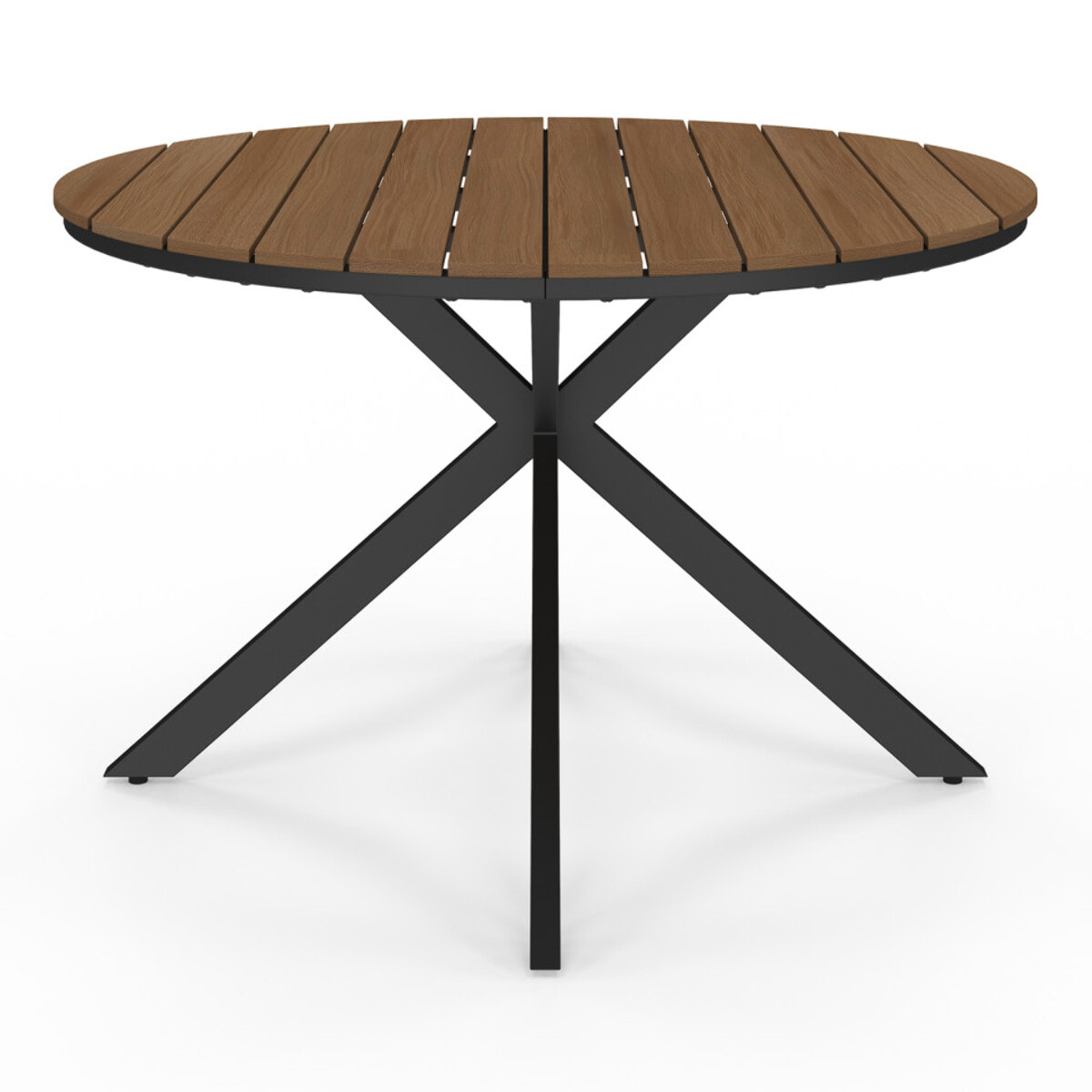 Table de jardin Milazzo ronde en polywood et pieds croisés 120cm