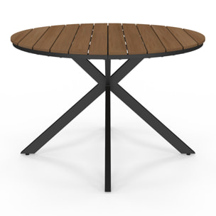 Table de jardin Milazzo ronde en polywood et pieds croisés 120cm