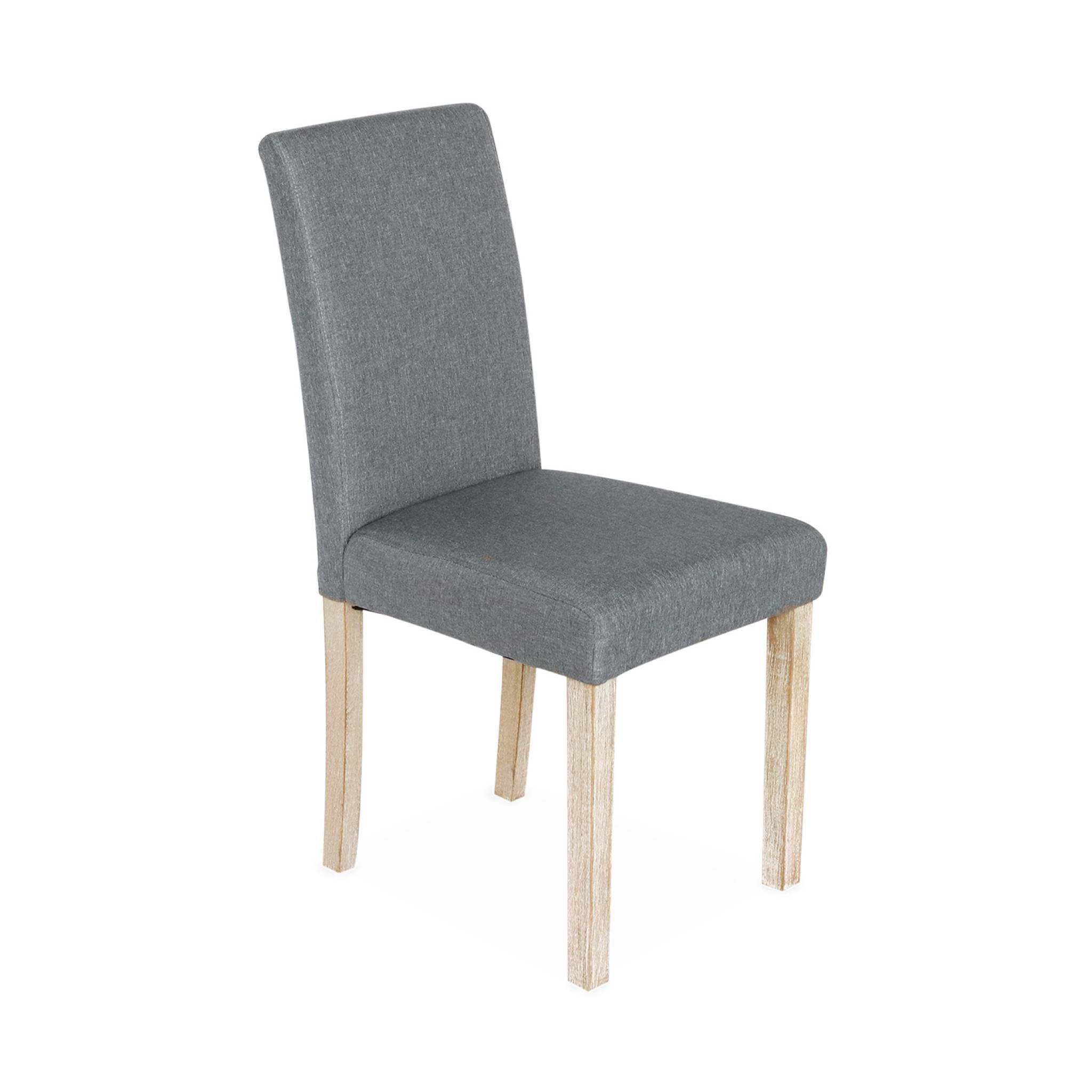Chaise bois d'hévéa cérusé et tissu (lot de 4) RITA