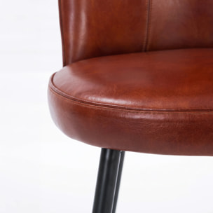 Lot de 2 chaises en cuir de buffle marron rouge - Célestin