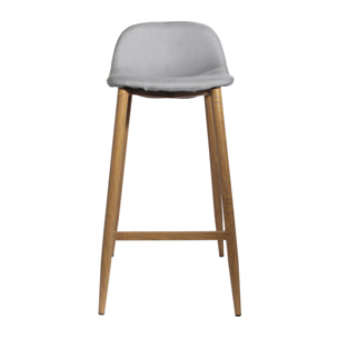 Tabouret De Bar Tissu Gris Pieds Metal - Lot De 4