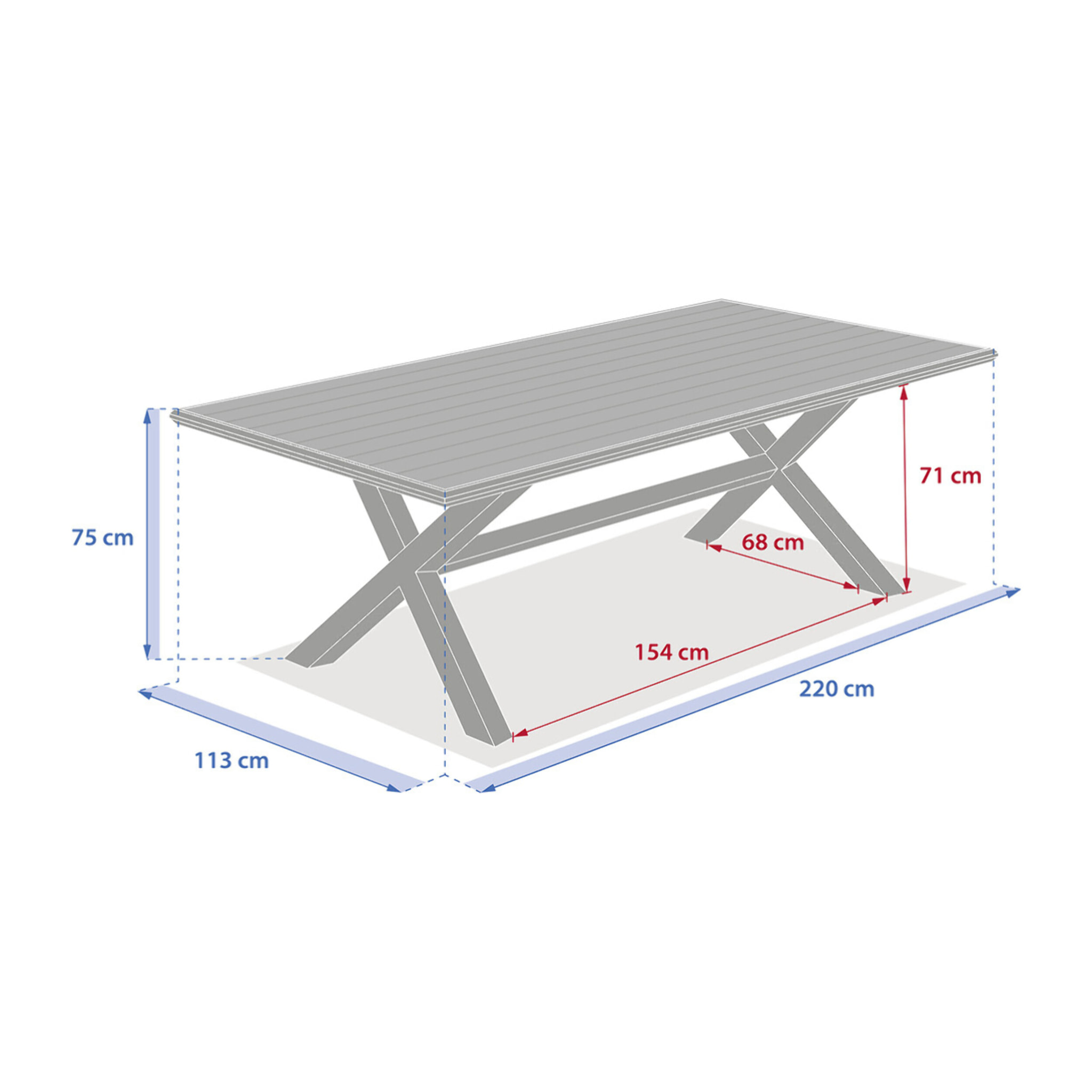 Table de jardin "Axiome" praline & marron 8 places en aluminium