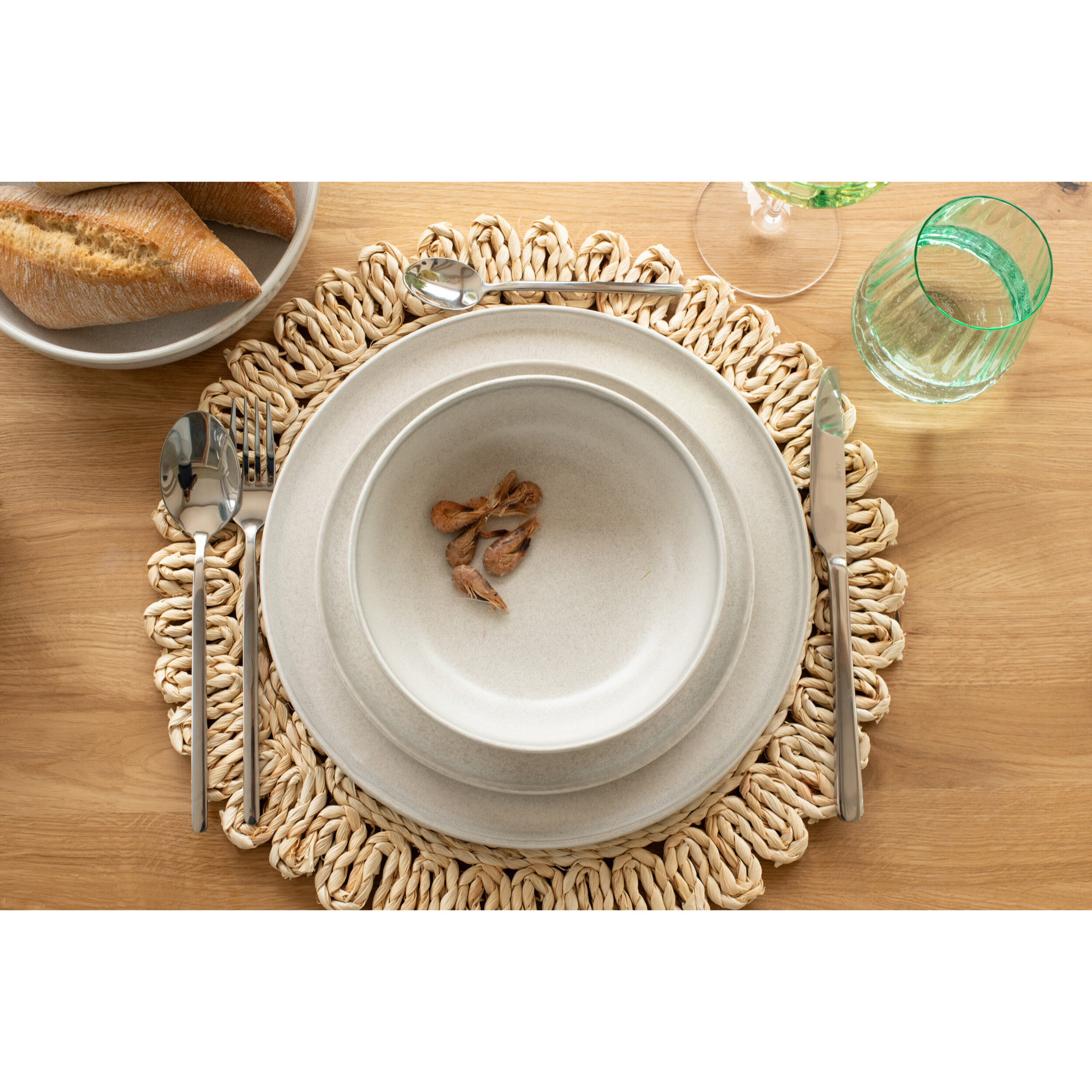 J-Line Assiette Luna - céramique - gris clair - large