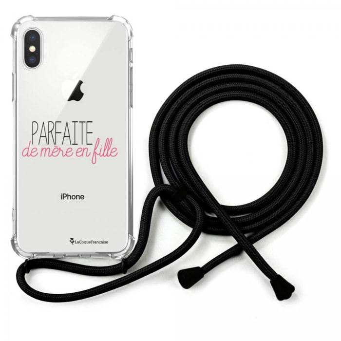 Coque cordon iPhone X/Xs noir Dessin Parfaite mère fille La Coque Francaise