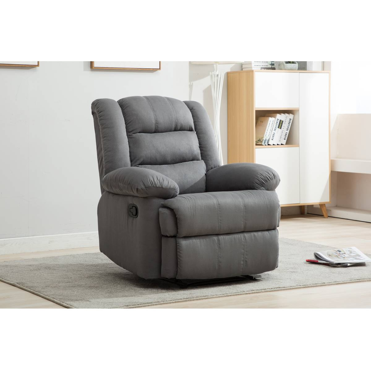 Fauteuil relax "Buckingham" - 85 x 93 x 100 cm - Gris clair