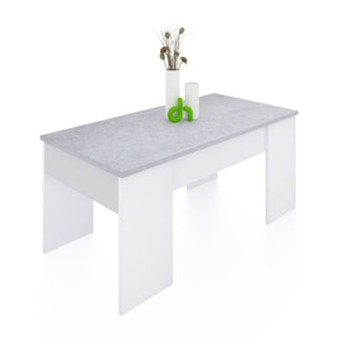 Mesa de centro elevable Vita Blanco Artik (Blanco Mate) - Gris Cemento