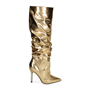 Stivali oro laminato, tacco 10,5 cm