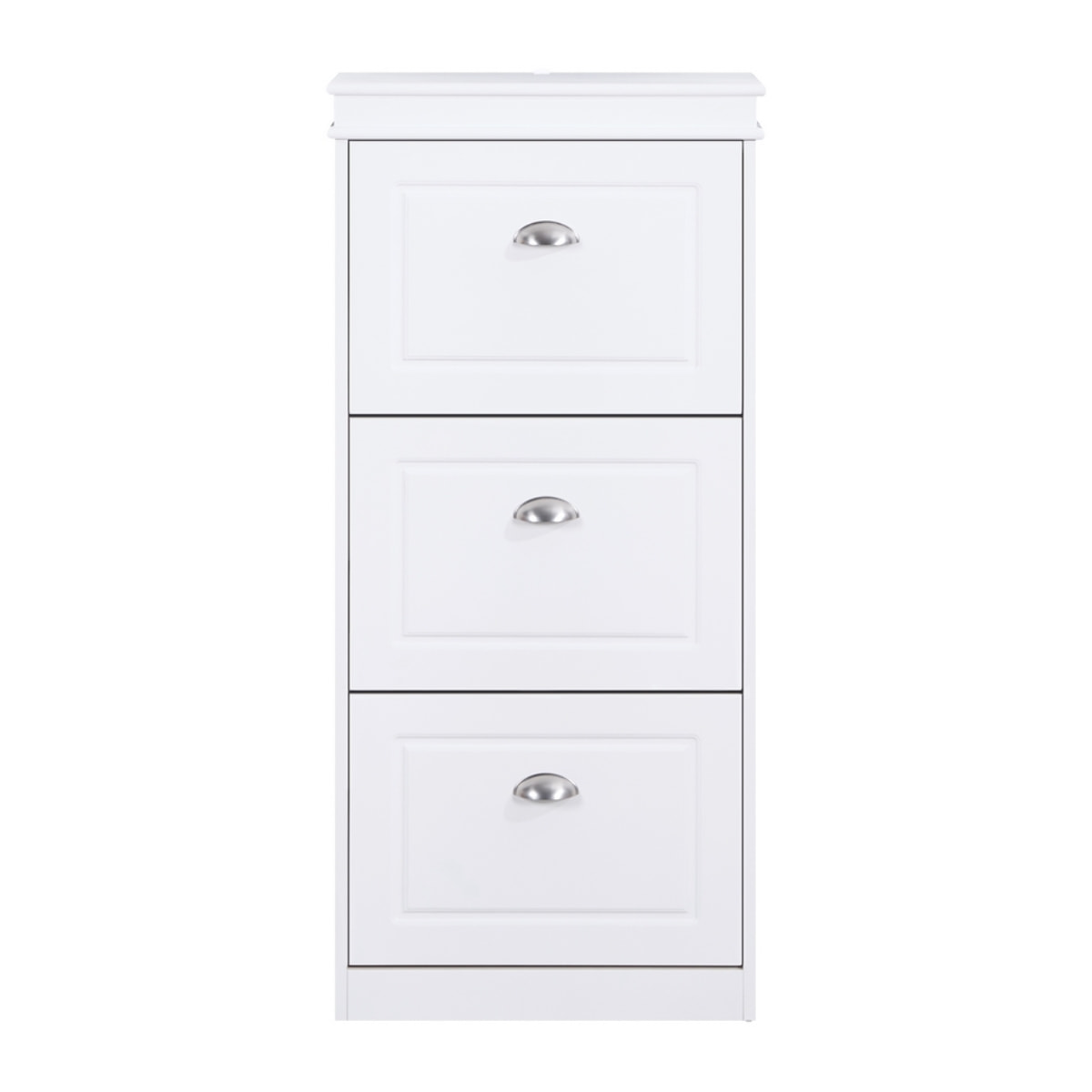 Scarpiera bianca salvaspazio 3 ribalte verticali 53x24x117 cm design bugnato- Vittoria