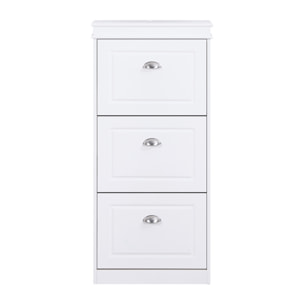 Scarpiera bianca salvaspazio 3 ribalte verticali 53x24x117 cm design bugnato- Vittoria