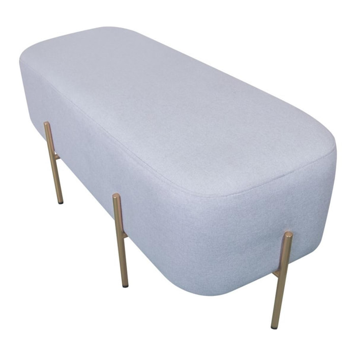 Pouf rettangolare in tessuto grigio chiaro - Kate