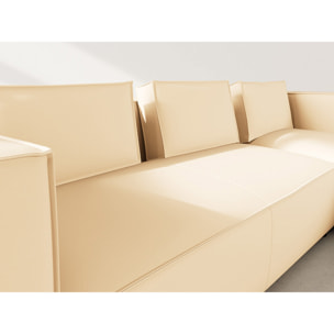 Stella - canapé d'angle droit 4 places en simili - Beige