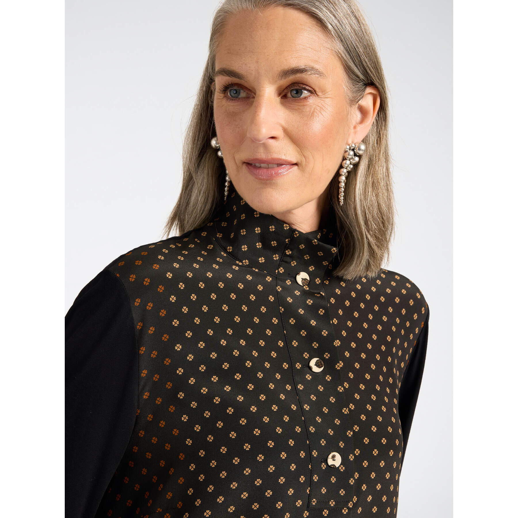 Elena Mirò - T-shirt stampata in viscosa - Nero