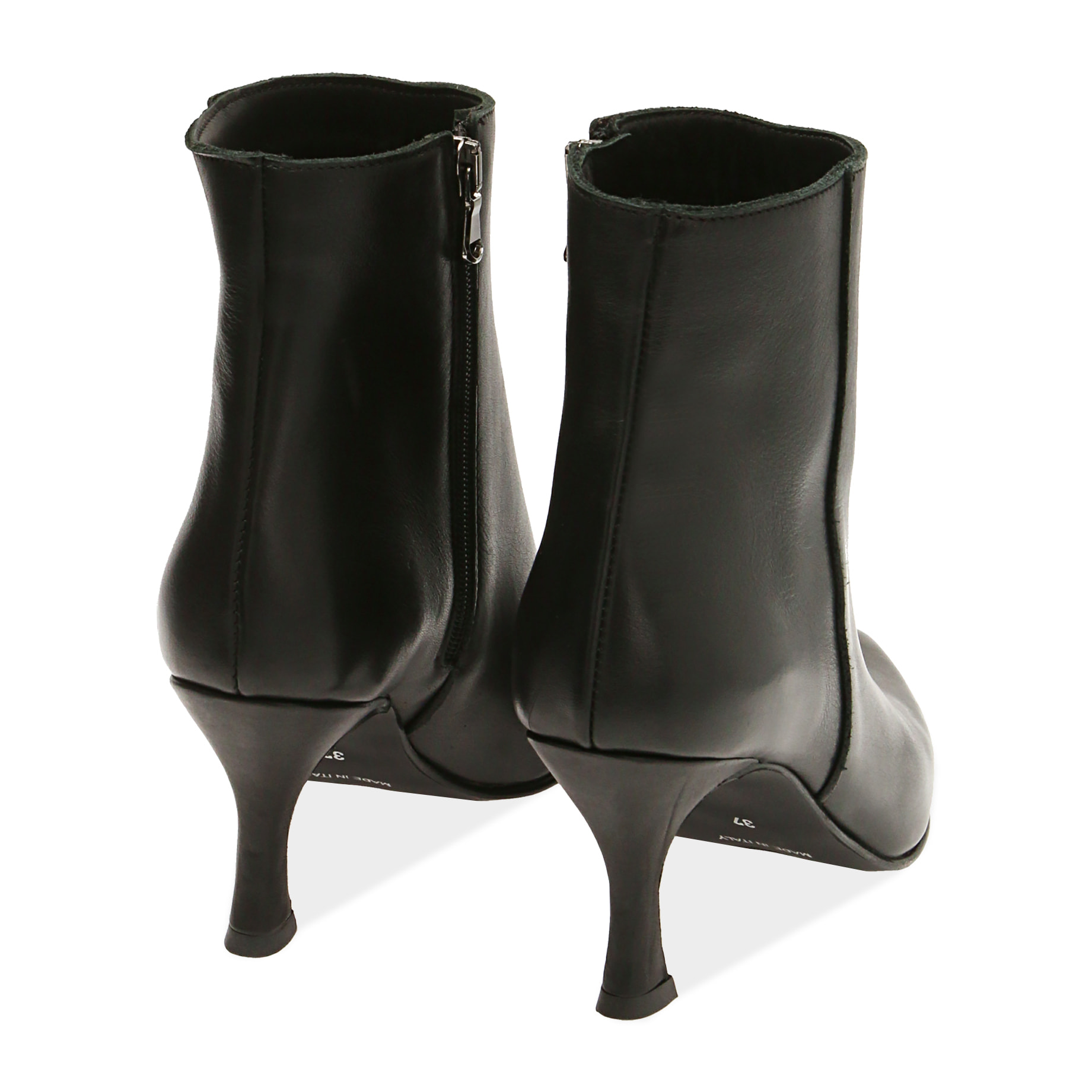 Ankle boots neri in pelle, tacco 8 cm
