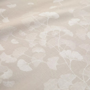 Housse de couette pur coton lavé imprimé beige Souffle de ginkos naturel