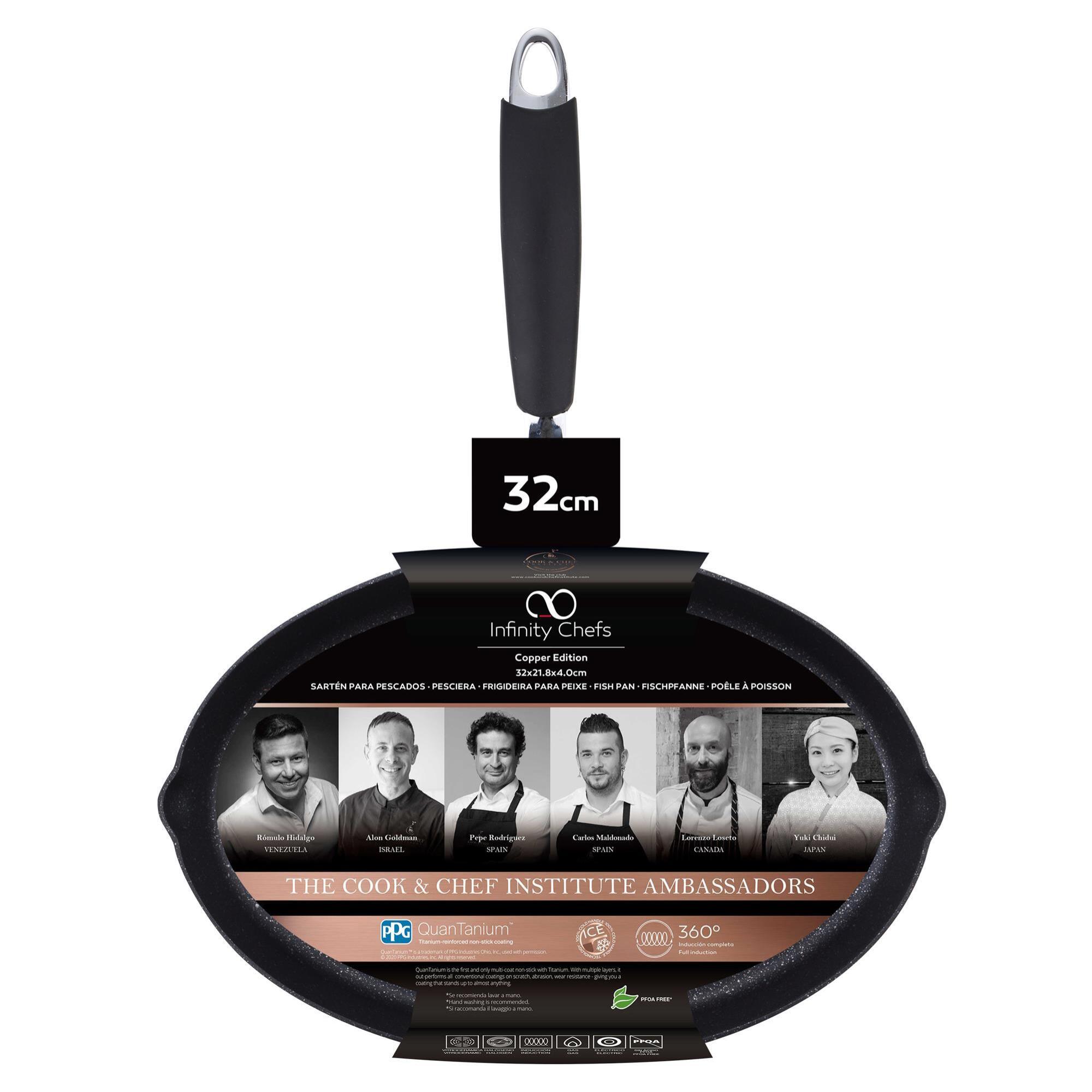 copper sartén para pescados 32x21,8x4cm en aluminio forjado con revestimiento antiadherente