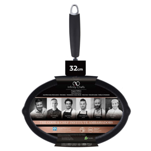 copper sartén para pescados 32x21,8x4cm en aluminio forjado con revestimiento antiadherente