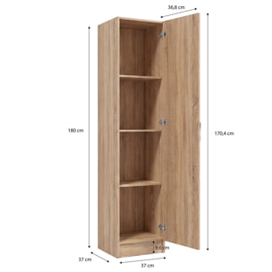 Armario de 1 puerta en roble canadian 37x180 cm Multi Useful 37 Roble