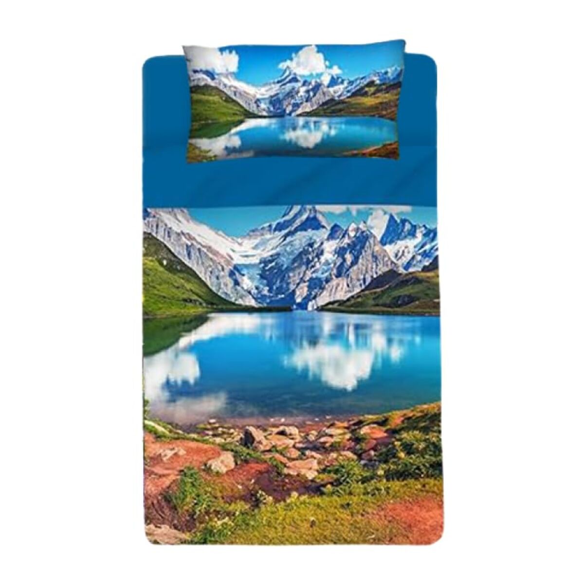 Completo lenzuola singolo in cotone con stampa alta qualità, set letto con lenzuolo sopra, sotto con angoli e federa, morbido e traspirante per pelli sensibili, colori brillanti e resistenti ai lavaggi, certificato OEKO-TEX, comfort quotidiano