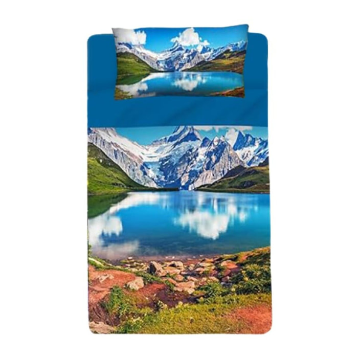 Completo lenzuola singolo in cotone con stampa alta qualità, set letto con lenzuolo sopra, sotto con angoli e federa, morbido e traspirante per pelli sensibili, colori brillanti e resistenti ai lavaggi, certificato OEKO-TEX, comfort quotidiano