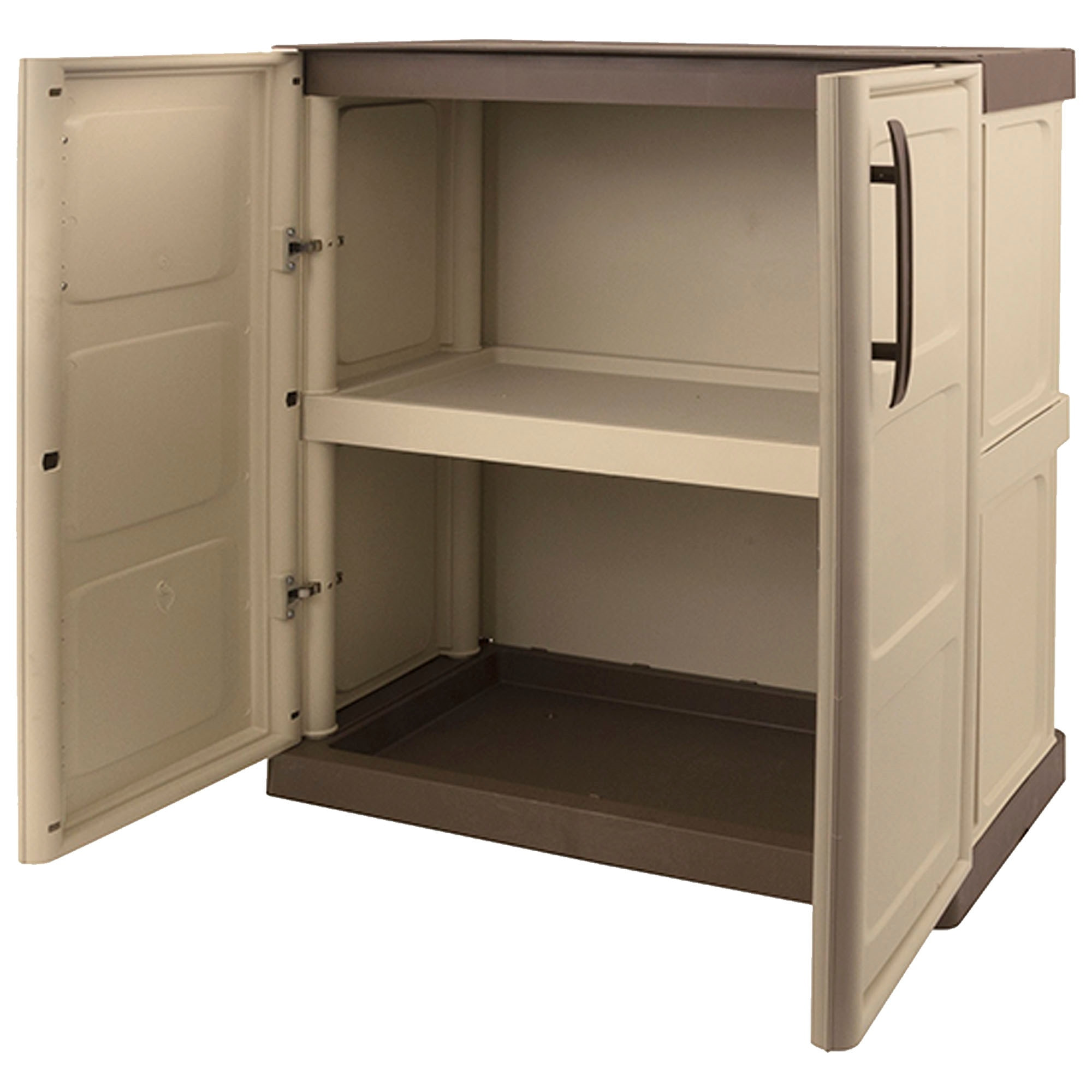 Armario de media altura en pp, material reciclable y ecológico, equipado con bisagras y estante ajustable 70x39x85,5cm