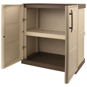 Armario de media altura en pp, material reciclable y ecológico, equipado con bisagras y estante ajustable 70x39x85,5cm