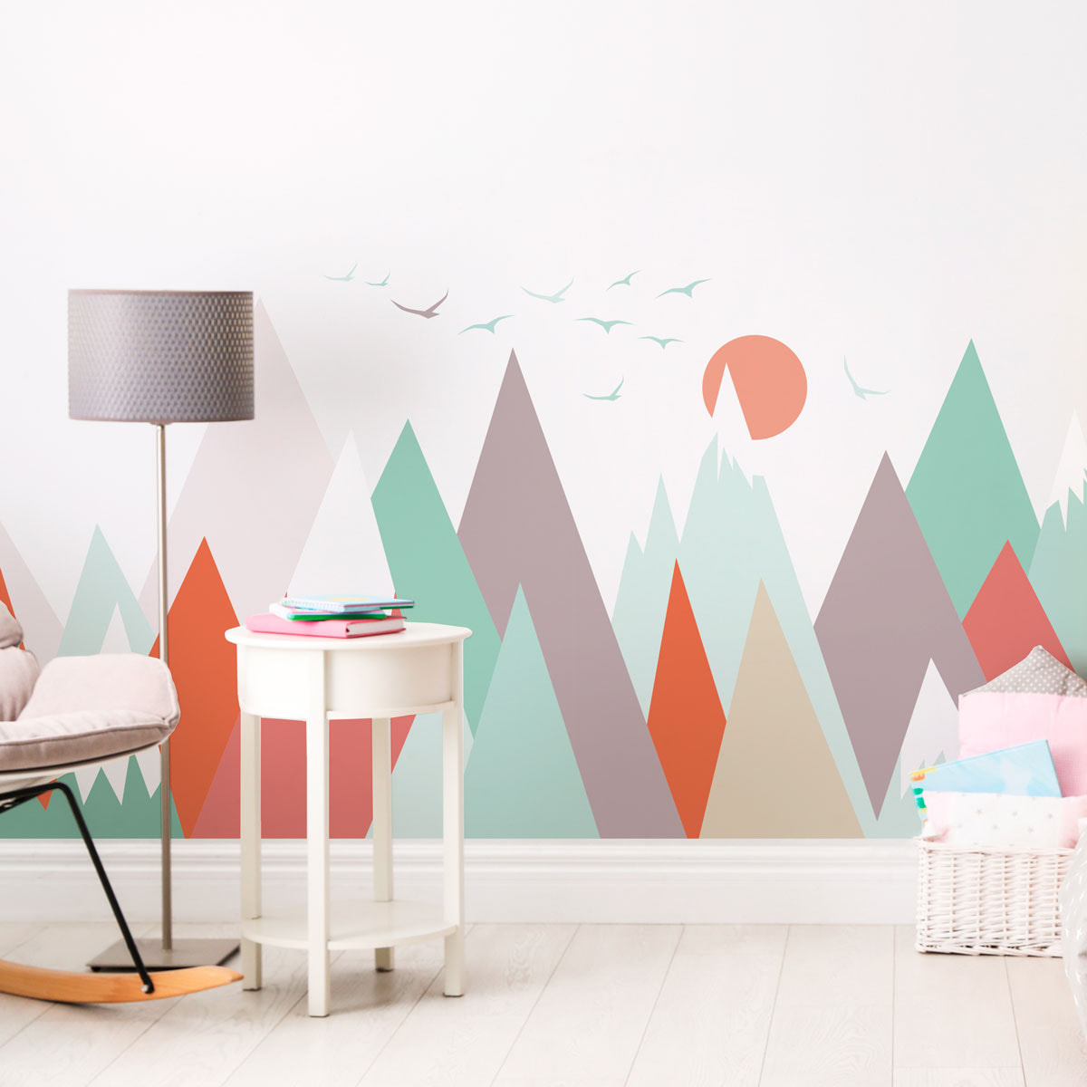 Stickers muraux enfants - Décoration chambre bébé - Autocollant Sticker mural géant enfant montagnes scandinaves MELANIKA