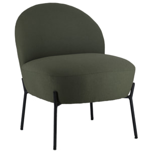 Fauteuil en tissu boucle vert kaki HELMI