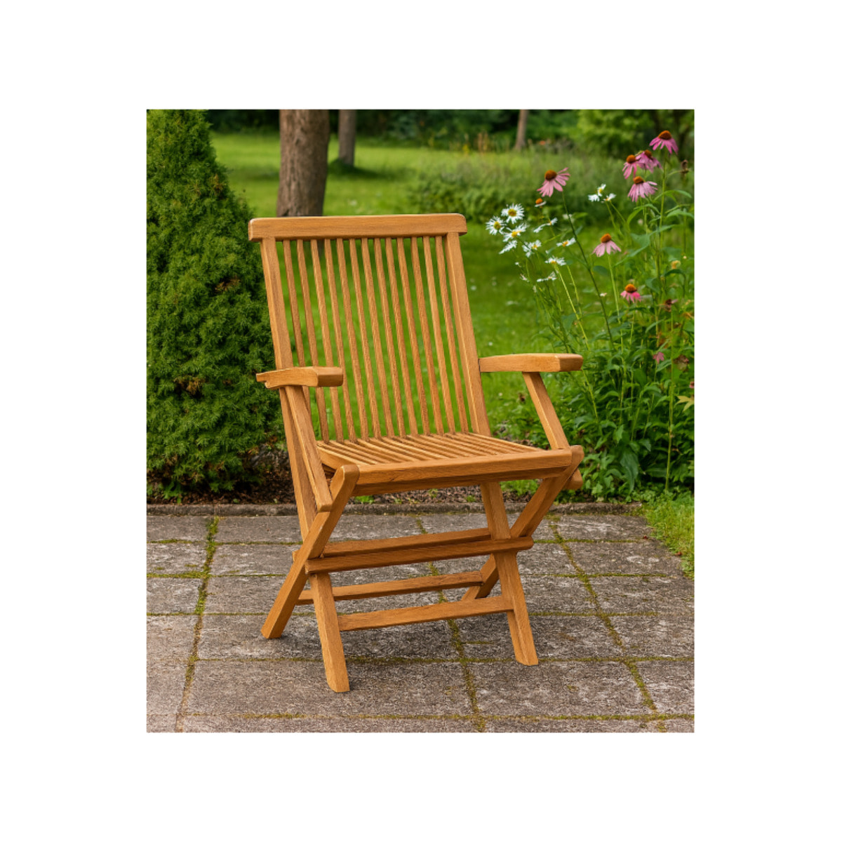 Fauteuil de jardin pliant en bois de teck massif huilé - TECKIA