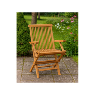 Fauteuil de jardin pliant en bois de teck massif huilé - TECKIA