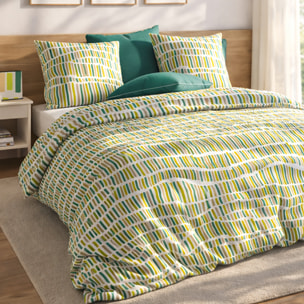 Parure housse de couette imprimé 100% coton - flava green