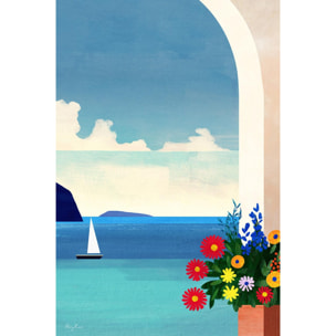 Tableau paysage vacances bleu méditerranéen  Toile imprimée