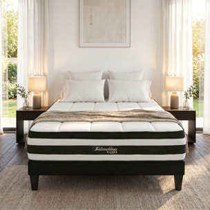 Ensemble Matelas Fontainebleau & Sommier KIT15, 25 cm, Ressorts Ensachés et Mousse polyuréthane, technologie Tri-Lattes, Soutien Ferme