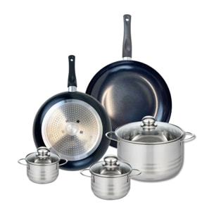 Ensemble de 2 Poêles de cuisson 28 et 32 cm et 3 faitouts 12, 14 et 24 cm Elo Prima Brillant