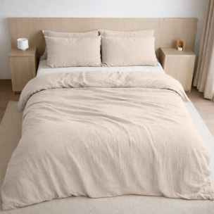 Housse de couette 100% gaze de coton lavé ecru naturel