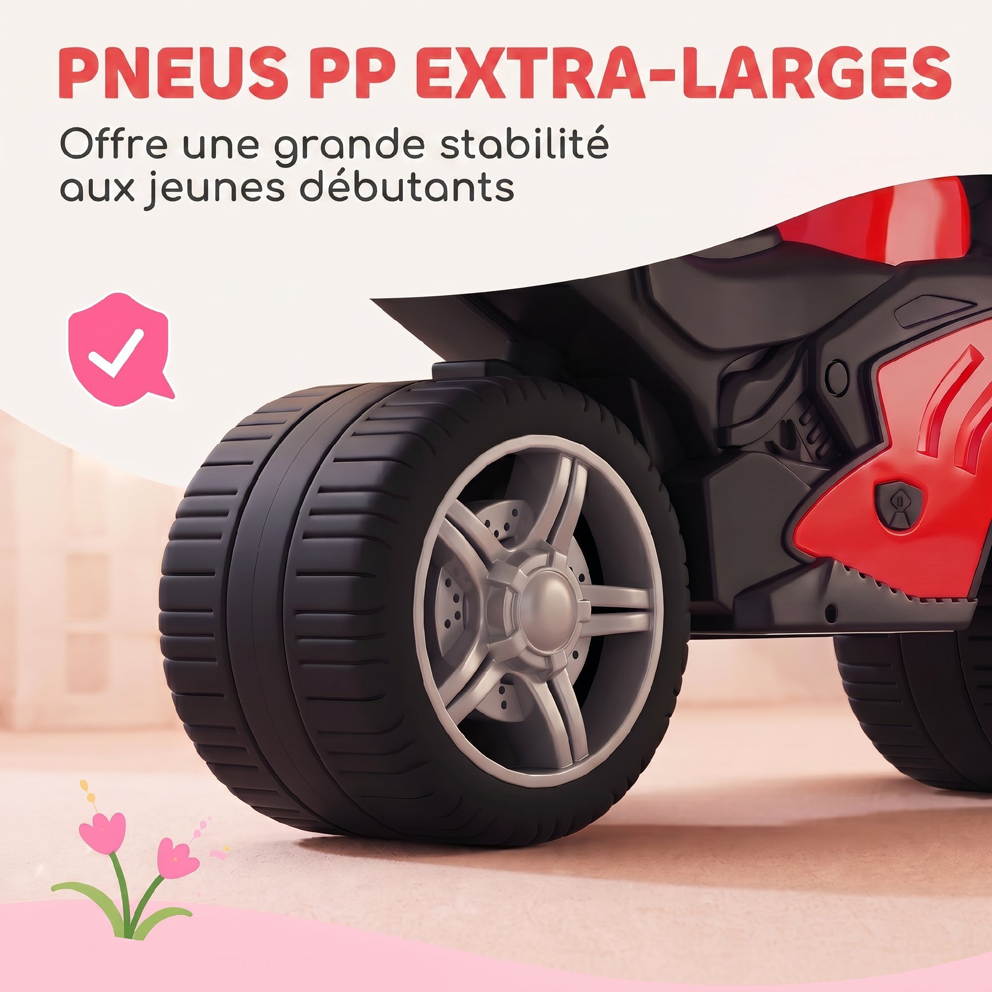 Draisienne moto de course larges roues effets sonores rouge