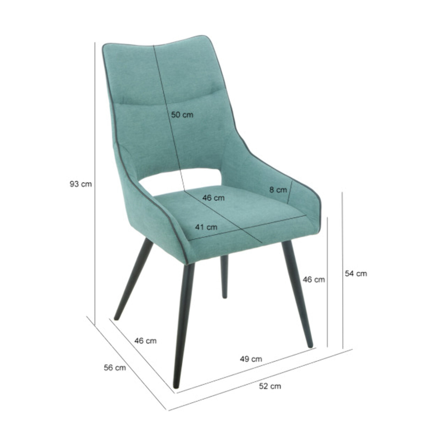 Chaise en lin avec pieds fins en métal noir - CHICAGO